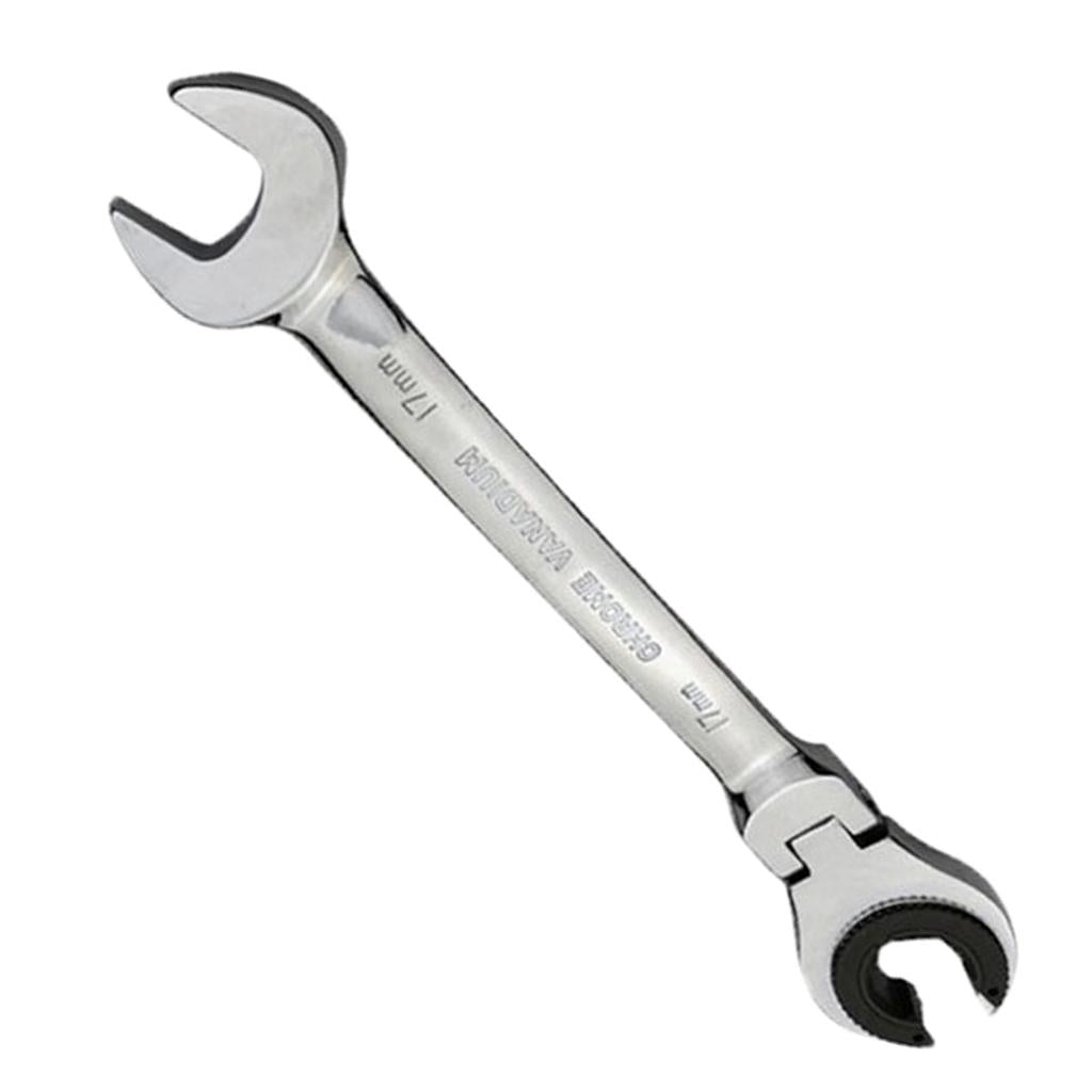 Tubing Ratchet Wrench Horn Flexible Head 72 Tooth Alloy Steel Repair Tool 17mm