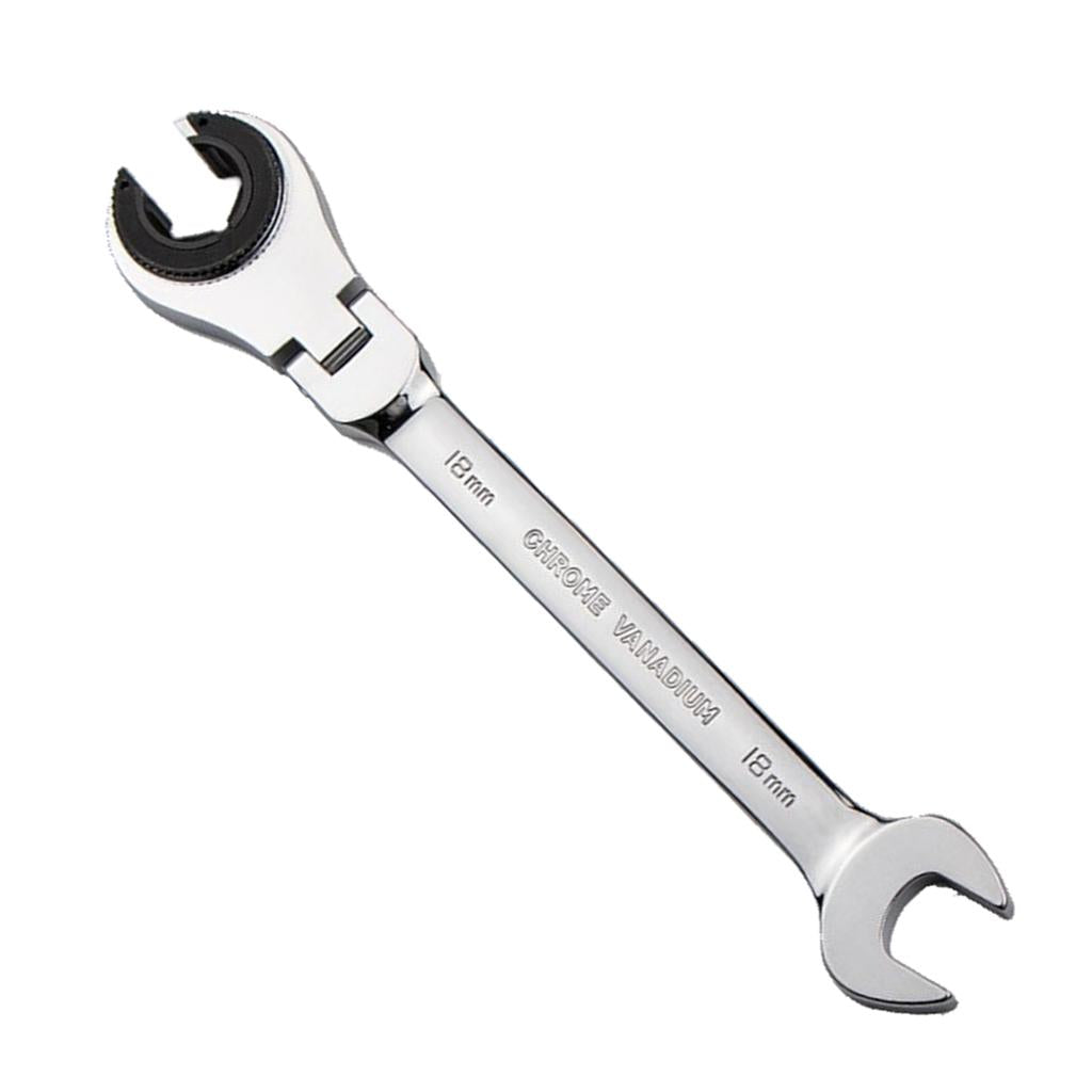 Tubing Ratchet Wrench Horn Flexible Head 72 Tooth Alloy Steel Repair Tool 18mm