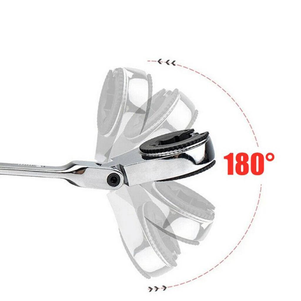 Tubing Ratchet Wrench Horn Flexible Head 72 Tooth Alloy Steel Repair Tool 18mm