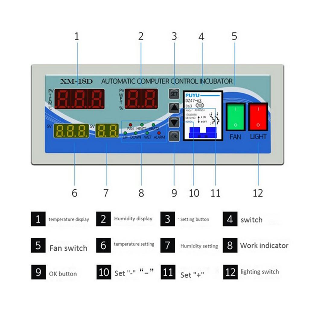 XM-18D Multifunction Controller Temperature Humidity Egg Poultry Incubator