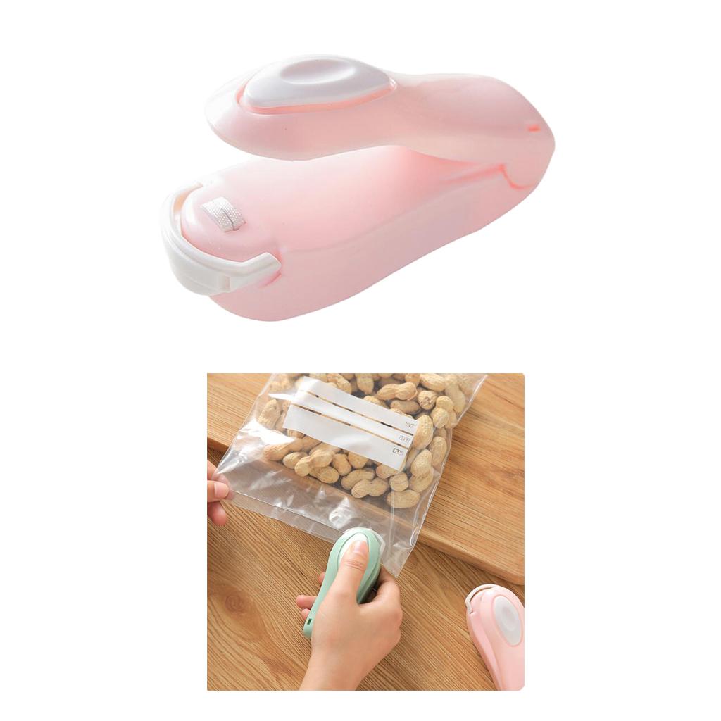Portable Mini Sealer for Plastic Bags Preservation Hand Press Bag Sealer pink