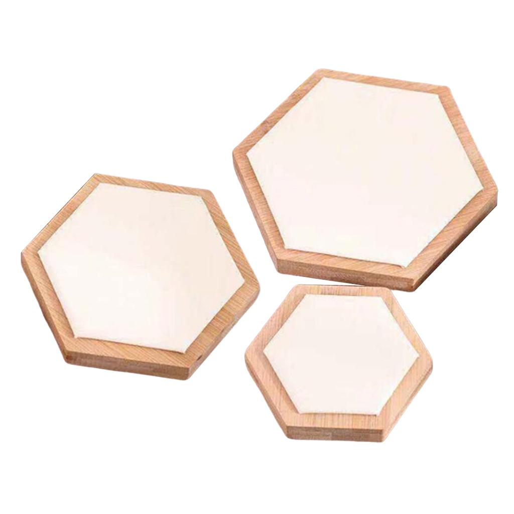 3pcs Wooden Jewelry Showcase Earrings Necklace Display Holder White Leather