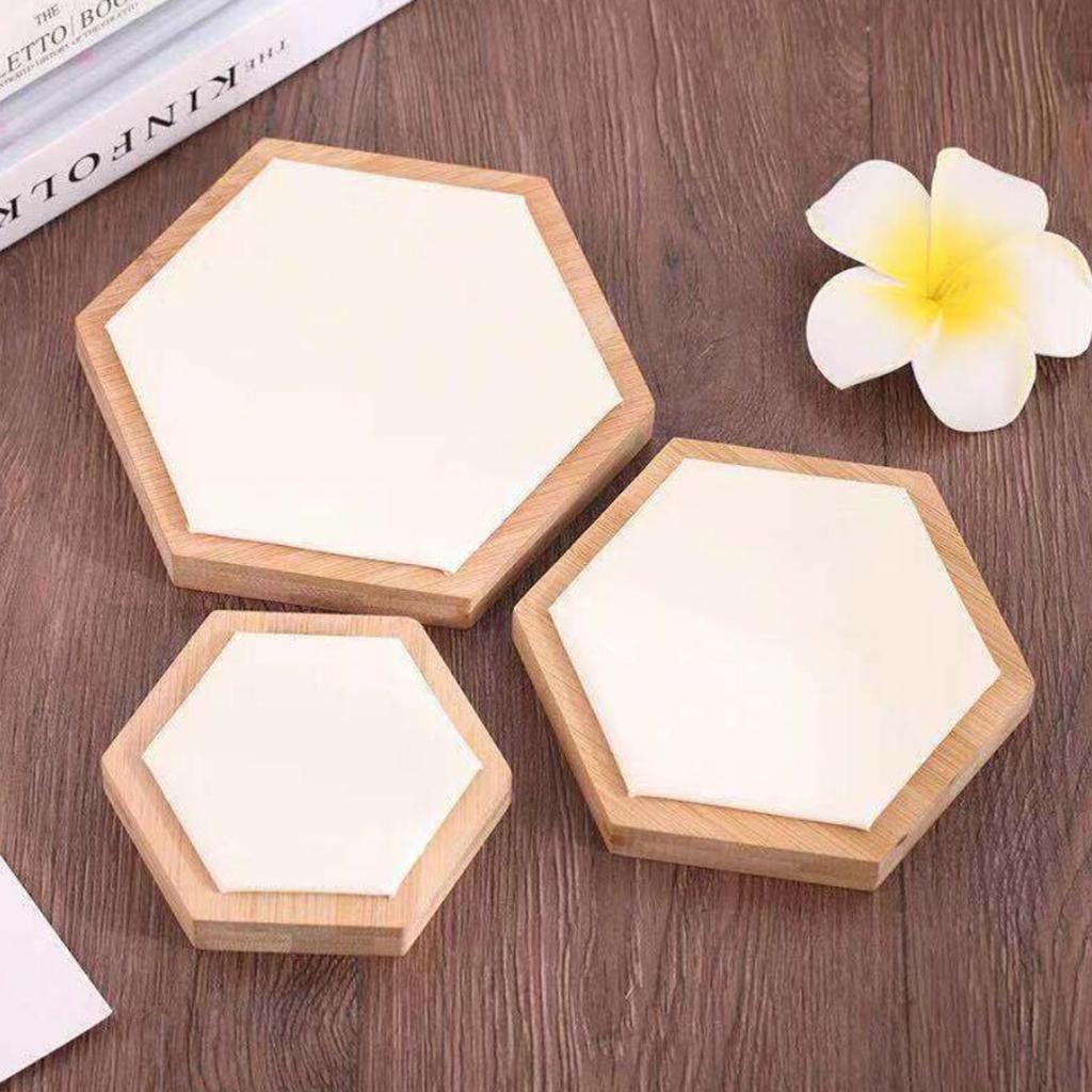 3pcs Wooden Jewelry Showcase Earrings Necklace Display Holder White Leather