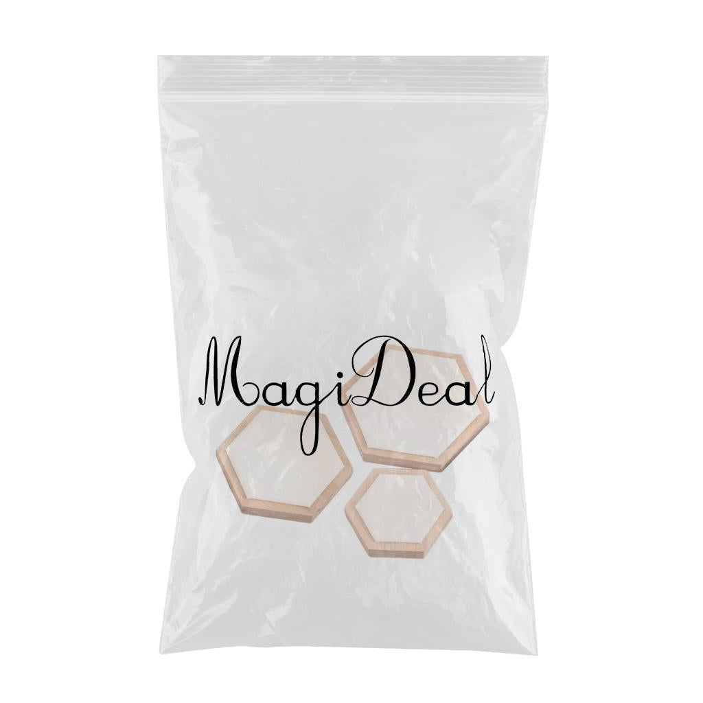 3pcs Wooden Jewelry Showcase Earrings Necklace Display Holder White Leather