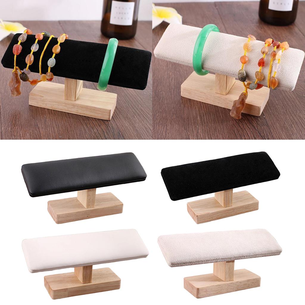T-Bar Bracelet Watch Jewelry Display Stand Holder Rack White PU