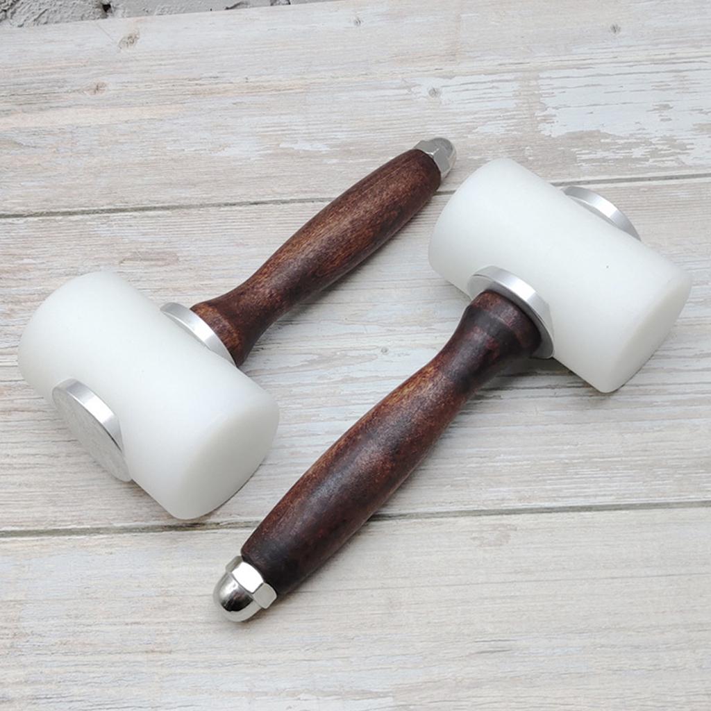 50mm Nylon Hammer Wood Handle Professional DIY Sew Leather Tools Non-slip