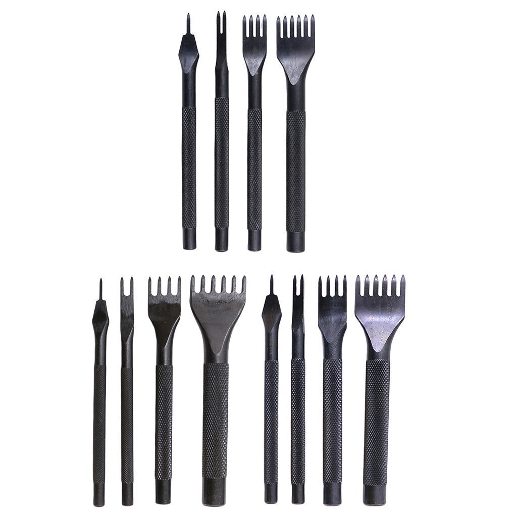 4pcs 3mm Pricking Leather Punching Tools Stitching Punch Tool 1+2+4+6 Prong