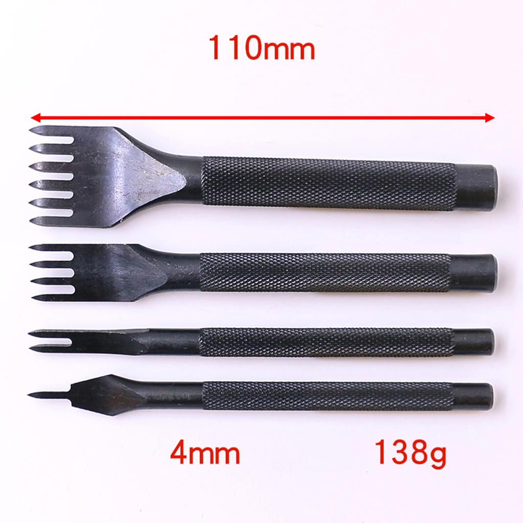 4pcs 4mm Pricking Leather Punching Tools Stitching Punch Tool 1+2+4+6 Prong