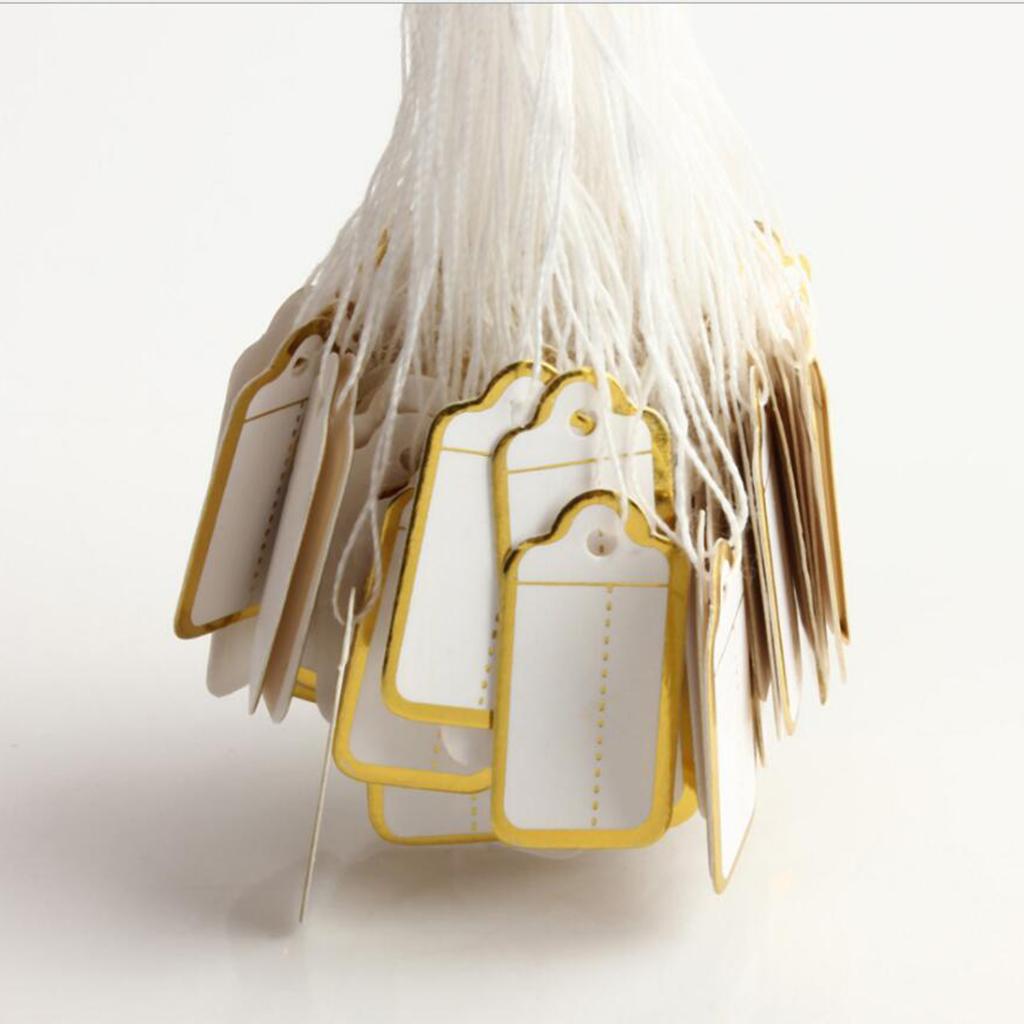 Jewellery Ring Labels Price Tags Tie On White Strung Price Tags Golden