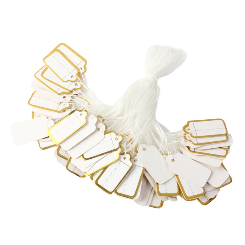 Jewellery Ring Labels Price Tags Tie On White Strung Price Tags Golden