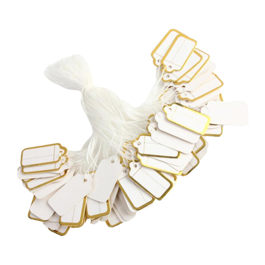Jewellery Ring Labels Price Tags Tie On White Strung Price Tags Golden
