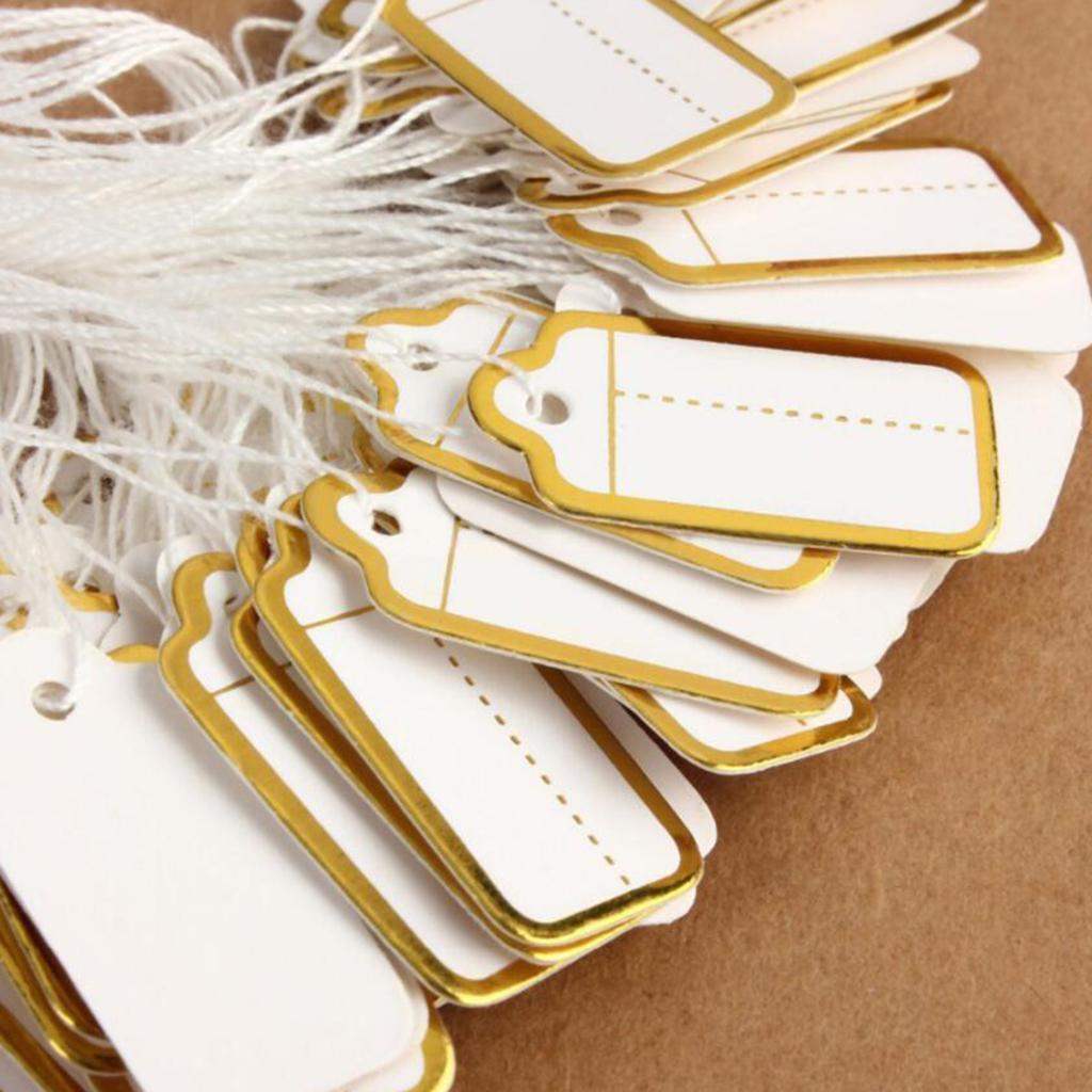 Jewellery Ring Labels Price Tags Tie On White Strung Price Tags Golden