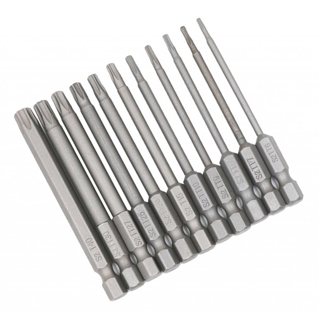11pc Electric 1/4" Shank Screwdriver Hexagonal Magnetic Bits Hand Tool 100mm