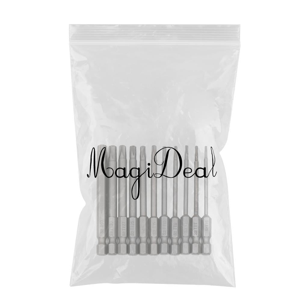 11pc Electric 1/4" Shank Screwdriver Hexagonal Magnetic Bits Hand Tool 100mm