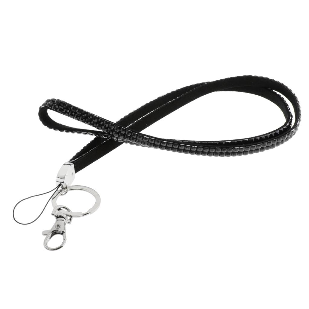 Lanyard ID Badge Card Holder Strap Sparkling Phone Neck Straps Black