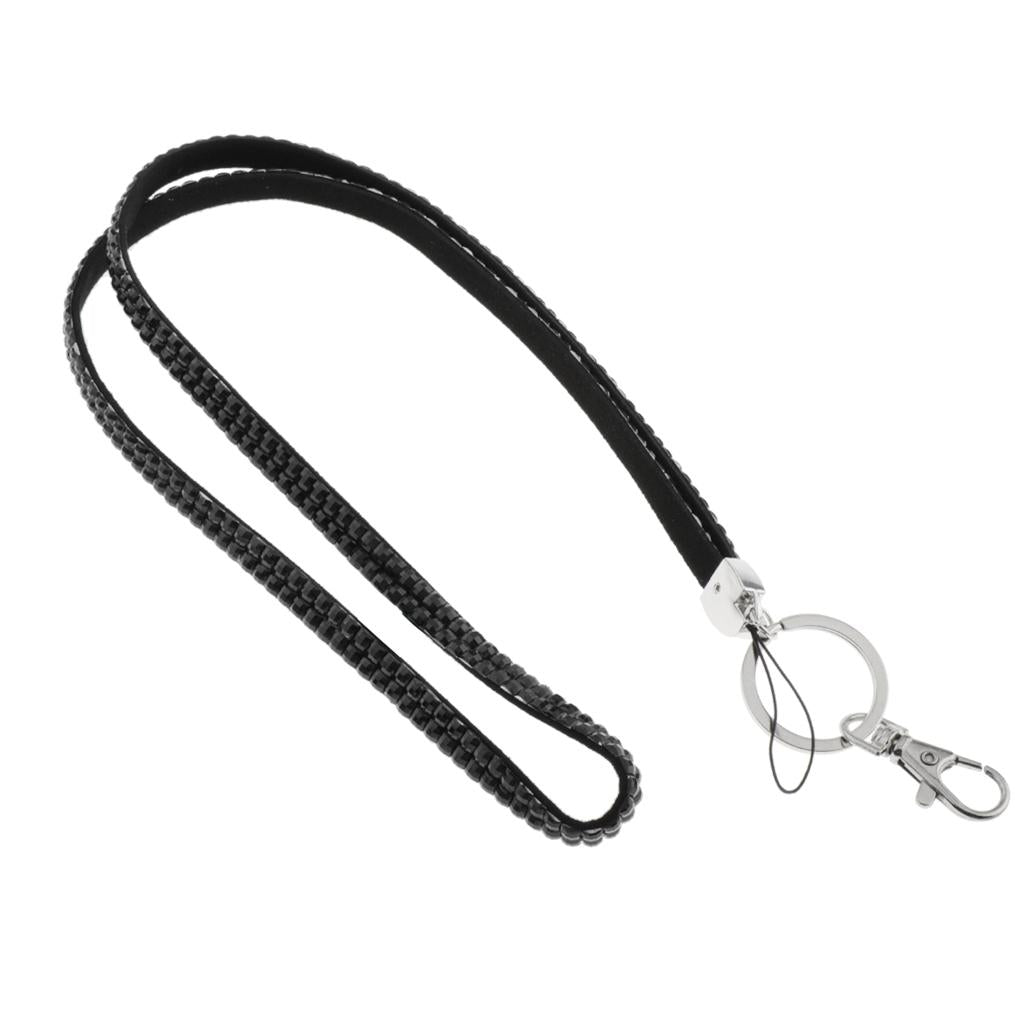 Lanyard ID Badge Card Holder Strap Sparkling Phone Neck Straps Black