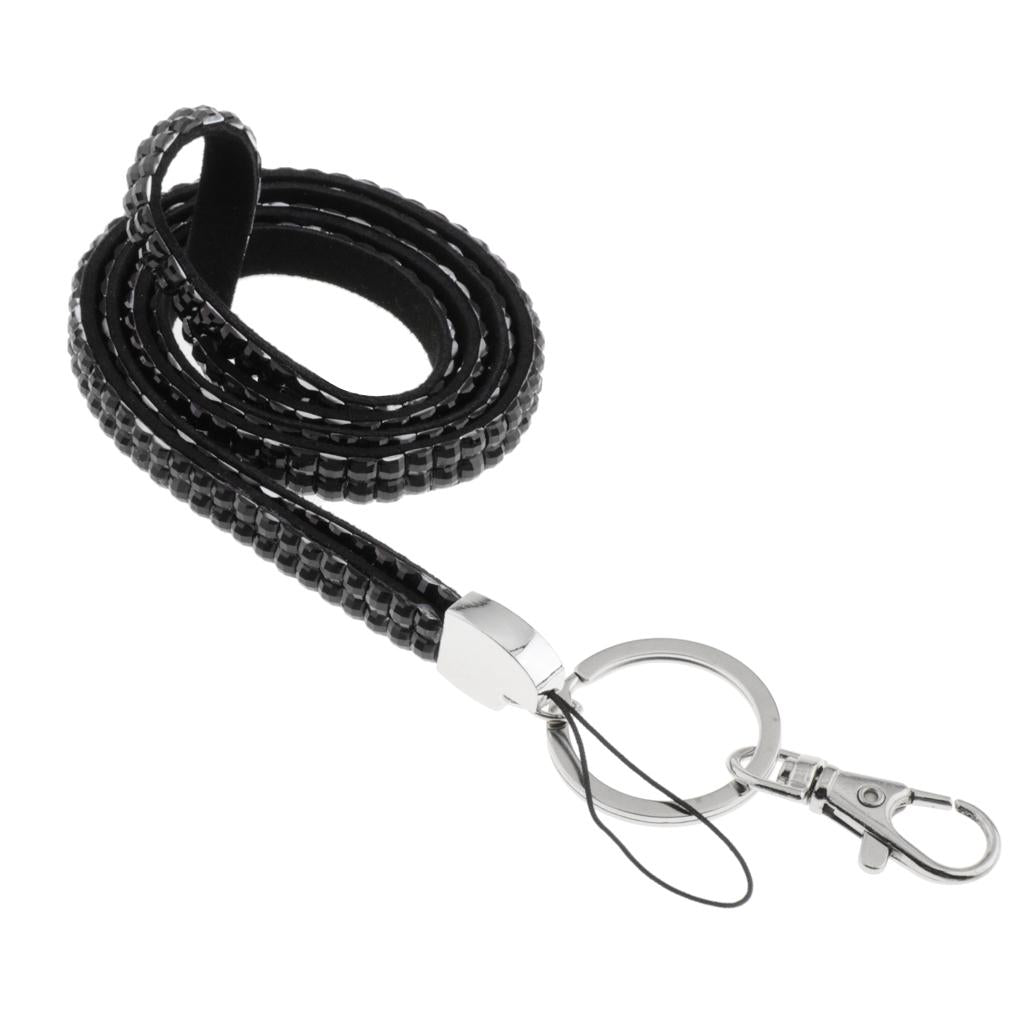 Lanyard ID Badge Card Holder Strap Sparkling Phone Neck Straps Black