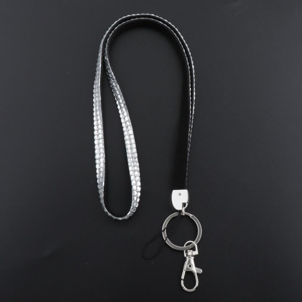 Lanyard ID Badge Card Holder Strap Sparkling Phone Neck Straps Clear White