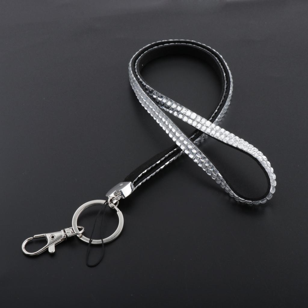 Lanyard ID Badge Card Holder Strap Sparkling Phone Neck Straps Clear White
