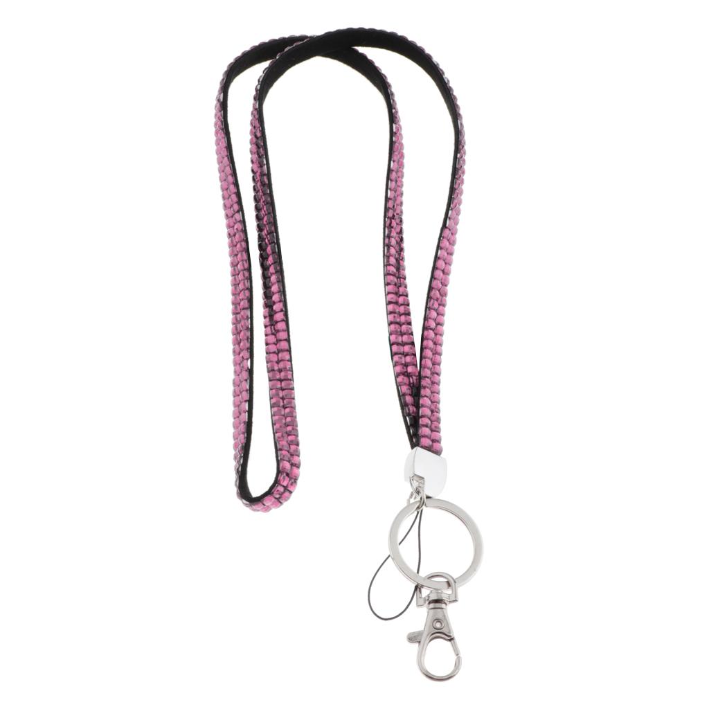 Lanyard ID Badge Card Holder Strap Sparkling Phone Neck Straps Pink