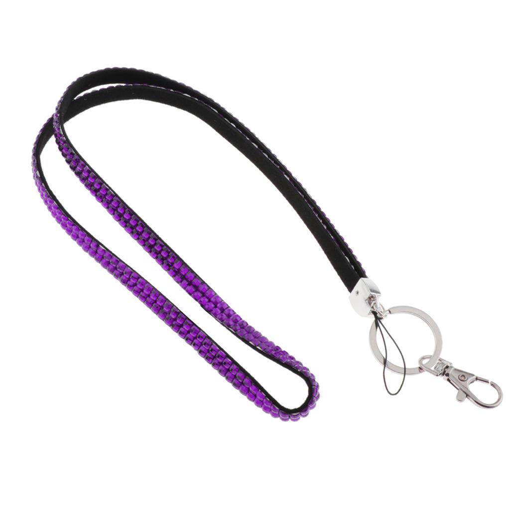 Lanyard ID Badge Card Holder Strap Sparkling Phone Neck Straps Purple