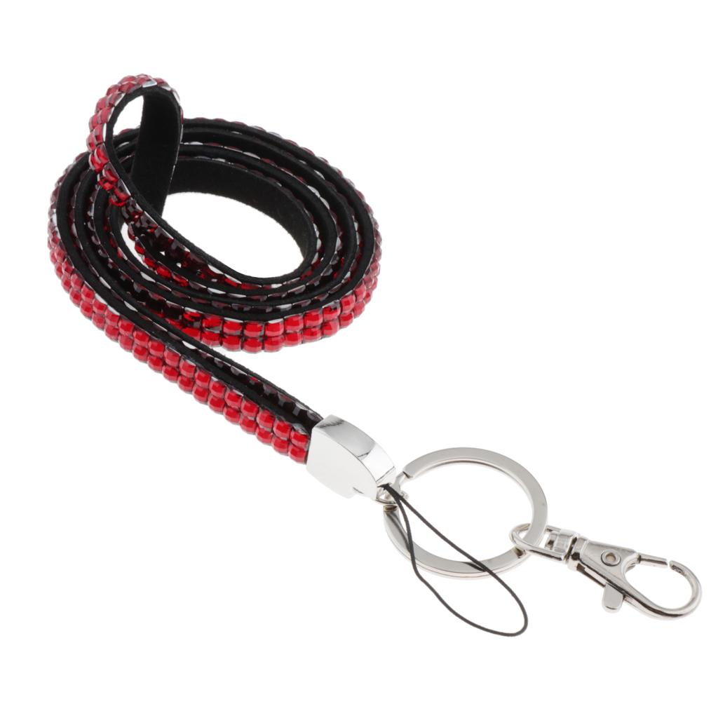 Lanyard ID Badge Card Holder Strap Sparkling Phone Neck Straps Red