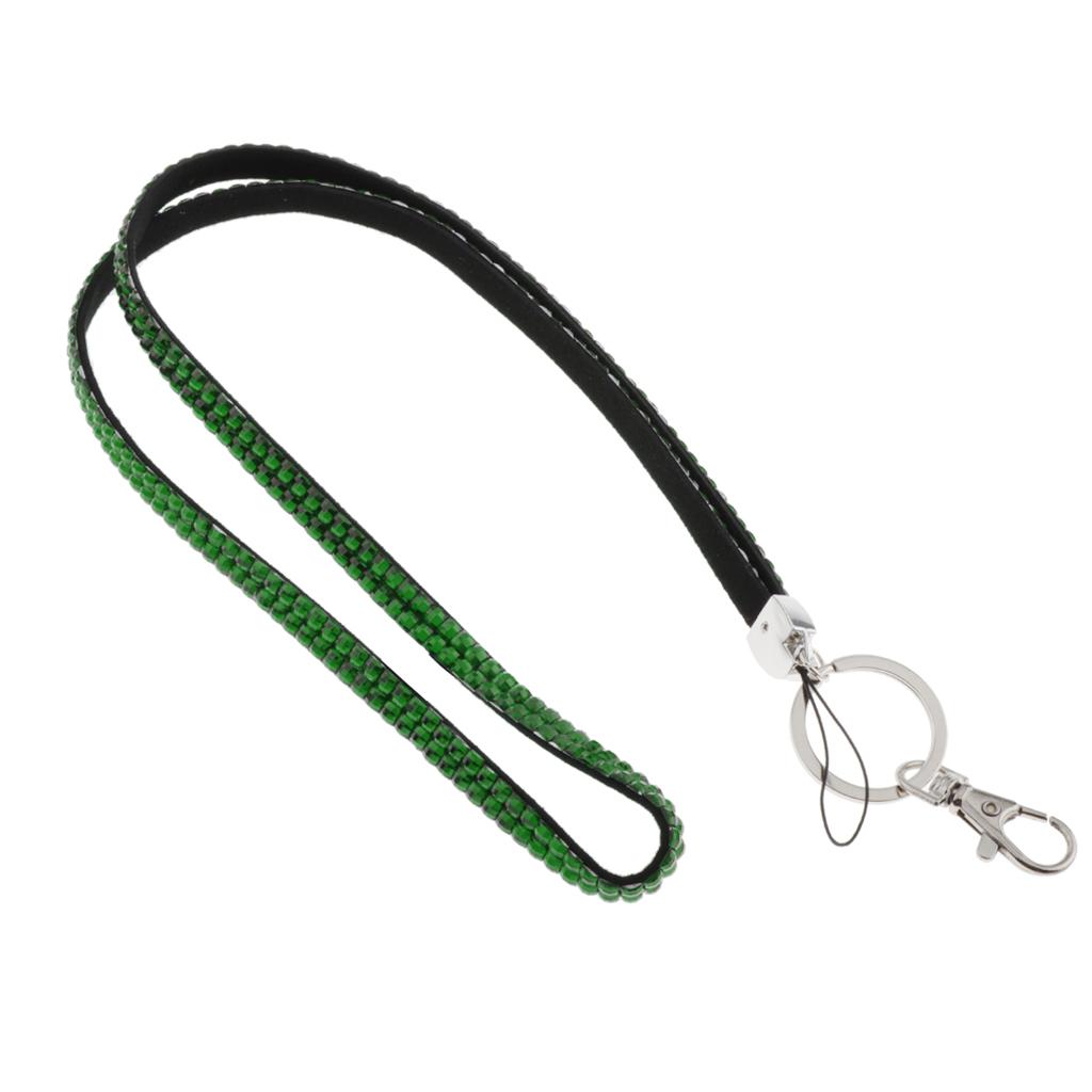 Lanyard ID Badge Card Holder Strap Sparkling Phone Neck Straps Dark Green