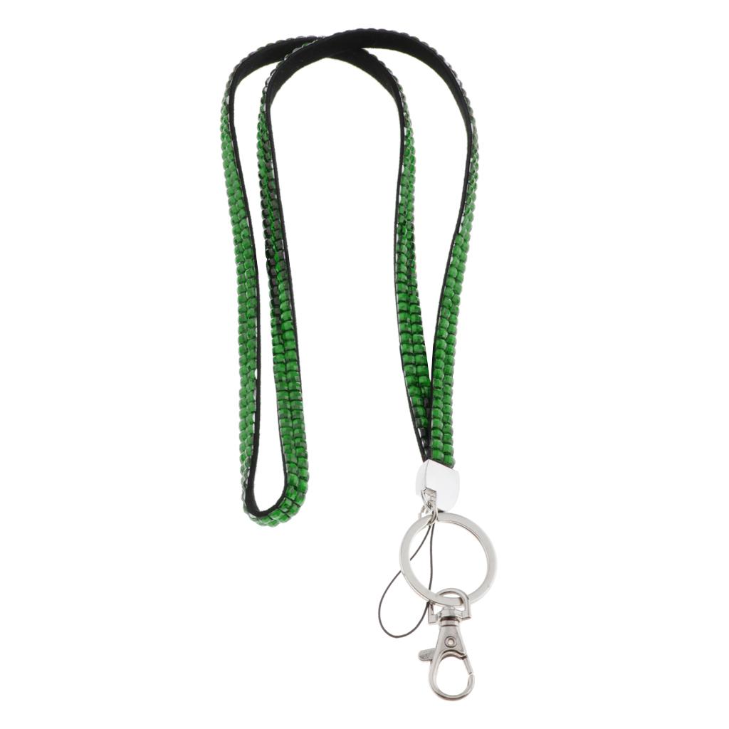 Lanyard ID Badge Card Holder Strap Sparkling Phone Neck Straps Dark Green