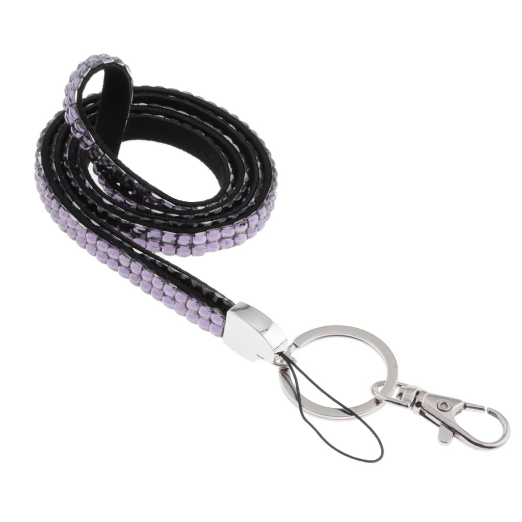 Lanyard ID Badge Card Holder Strap Sparkling Phone Neck Straps Light Purple