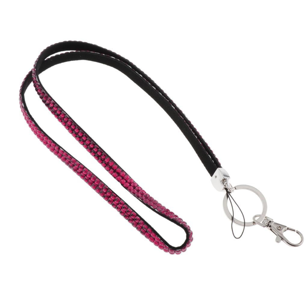 Lanyard ID Badge Card Holder Strap Sparkling Phone Neck Straps Rose Pink