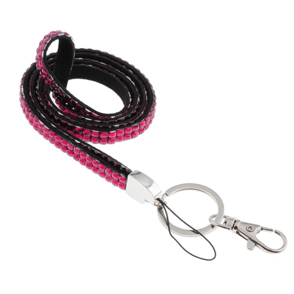 Lanyard ID Badge Card Holder Strap Sparkling Phone Neck Straps Rose Pink