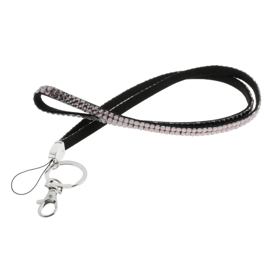 Lanyard ID Badge Card Holder Strap Sparkling Phone Neck Straps Gray