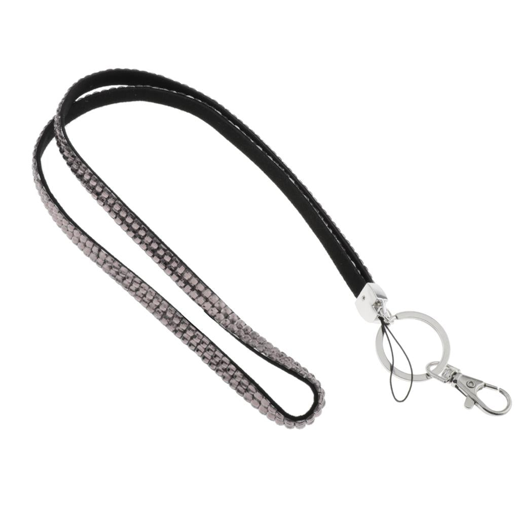 Lanyard ID Badge Card Holder Strap Sparkling Phone Neck Straps Gray