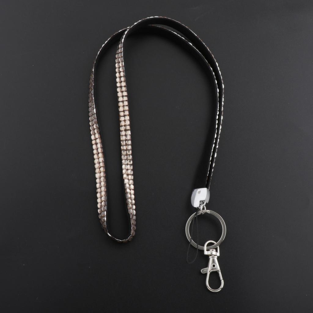Lanyard ID Badge Card Holder Strap Sparkling Phone Neck Straps Gray