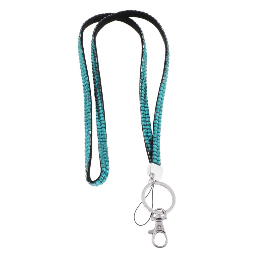 Lanyard ID Badge Card Holder Strap Sparkling Phone Neck Straps Blue