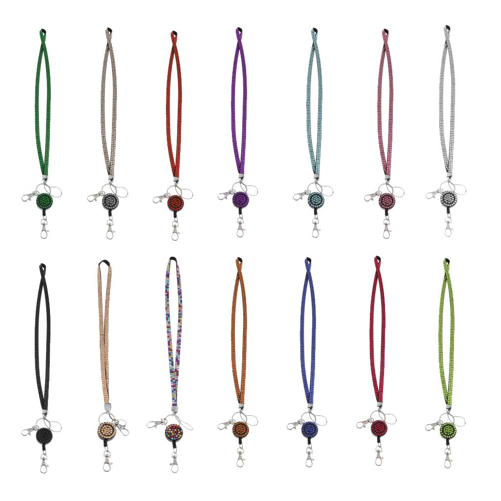 Lanyard ID Badge Card Holder Sparkling Phone Keys Neck Straps Black