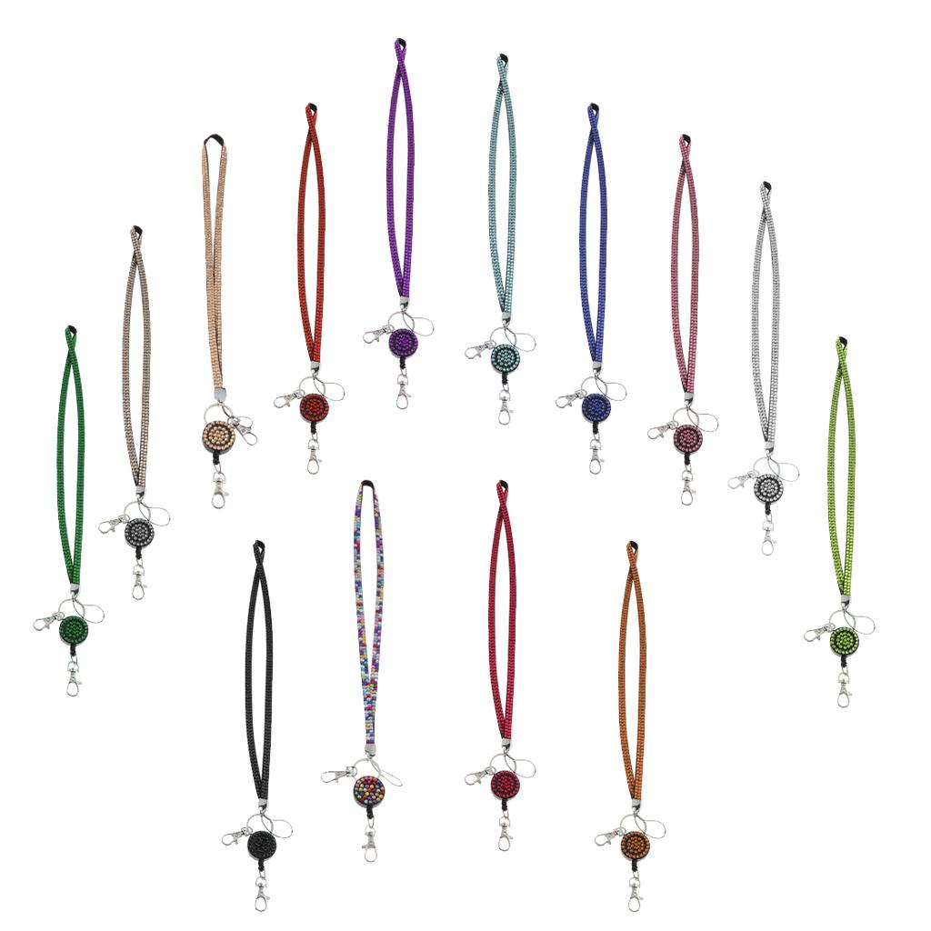 Lanyard ID Badge Card Holder Sparkling Phone Keys Neck Straps Black
