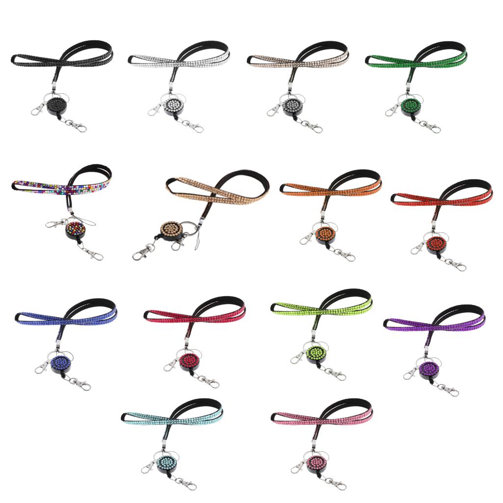 Lanyard ID Badge Card Holder Sparkling Phone Keys Neck Straps Black