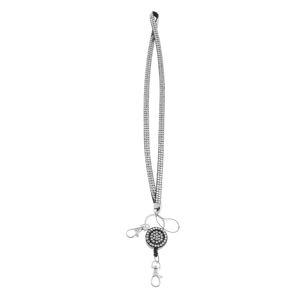Lanyard ID Badge Card Holder Sparkling Phone Keys Neck Straps Clear White