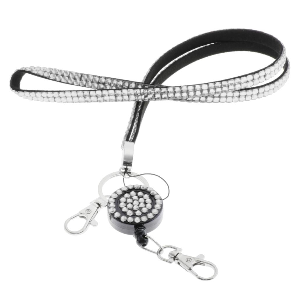 Lanyard ID Badge Card Holder Sparkling Phone Keys Neck Straps Clear White