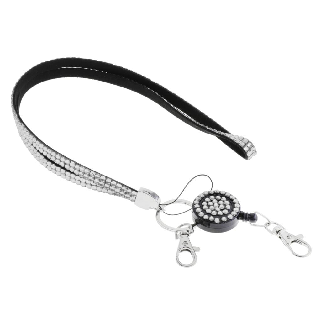 Lanyard ID Badge Card Holder Sparkling Phone Keys Neck Straps Clear White