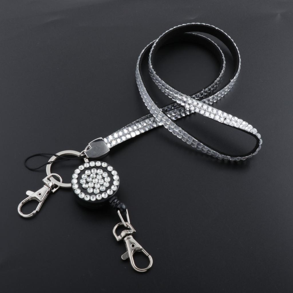 Lanyard ID Badge Card Holder Sparkling Phone Keys Neck Straps Clear White