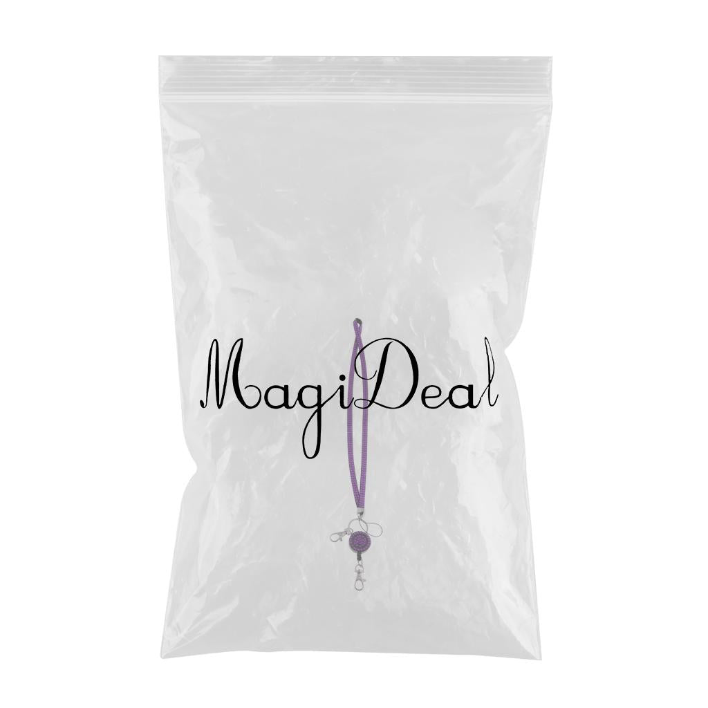 Lanyard ID Badge Card Holder Sparkling Phone Keys Neck Straps Purple