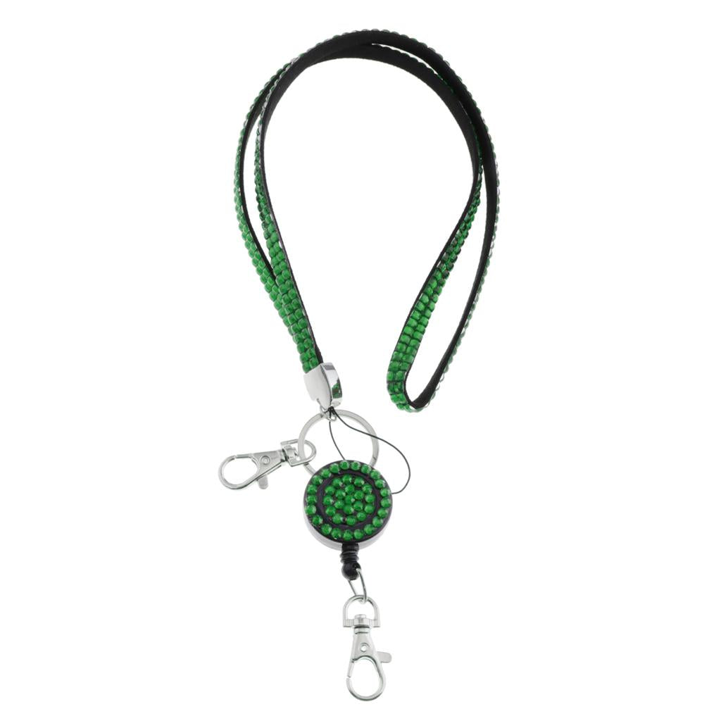 Lanyard ID Badge Card Holder Sparkling Phone Keys Neck Straps Dark Green