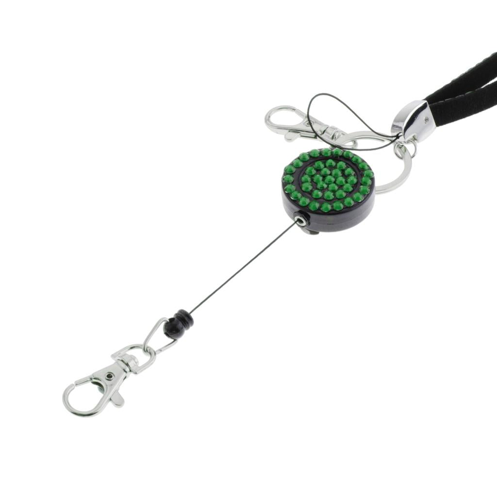 Lanyard ID Badge Card Holder Sparkling Phone Keys Neck Straps Dark Green