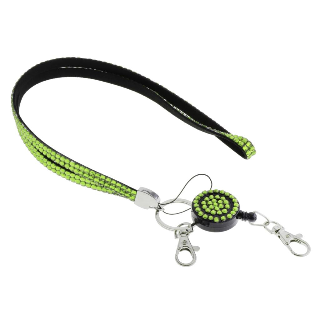 Lanyard ID Badge Card Holder Sparkling Phone Keys Neck Straps Light Green