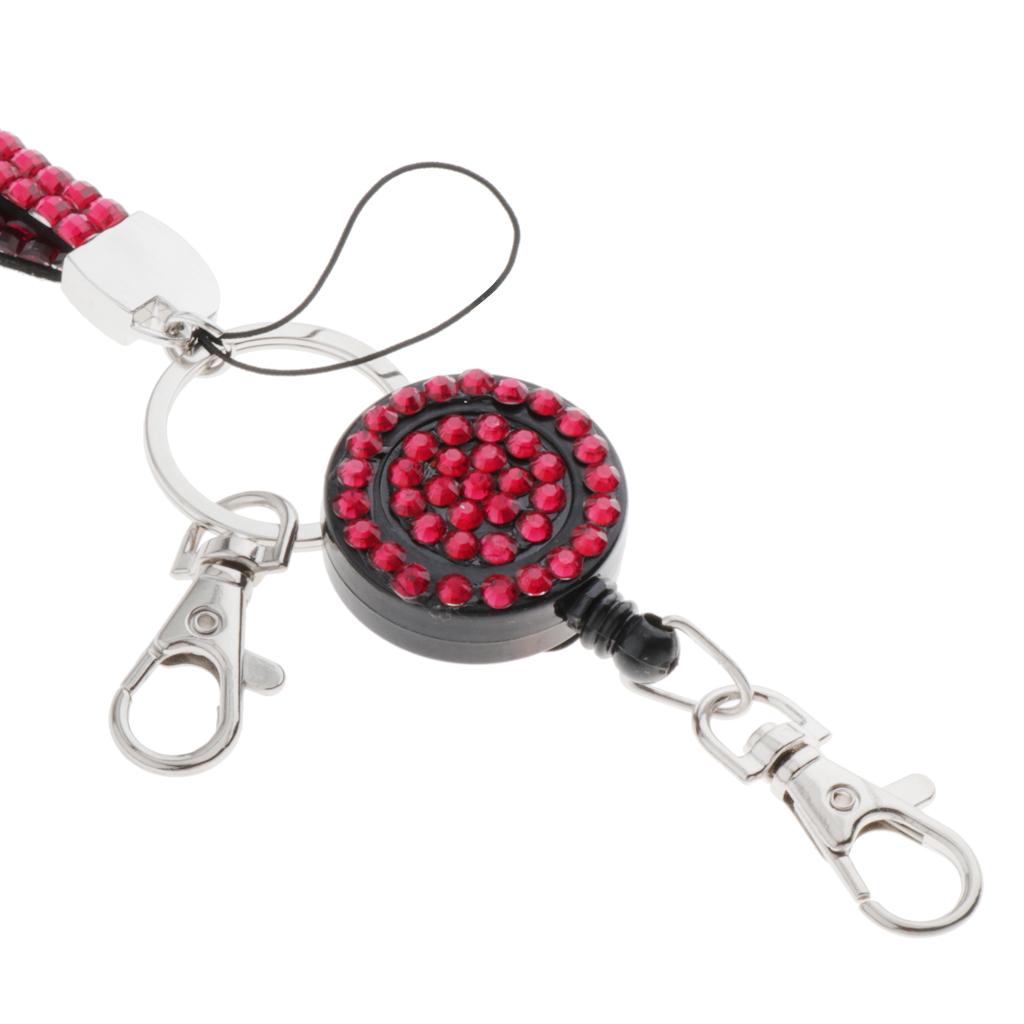 Lanyard ID Badge Card Holder Sparkling Phone Keys Neck Straps Rose Pink