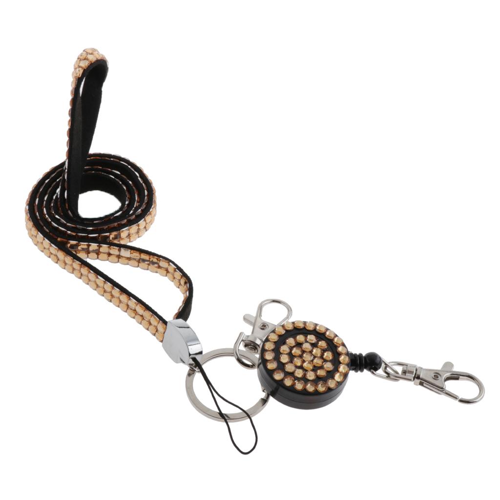 Lanyard ID Badge Card Holder Sparkling Phone Keys Neck Straps Champaign