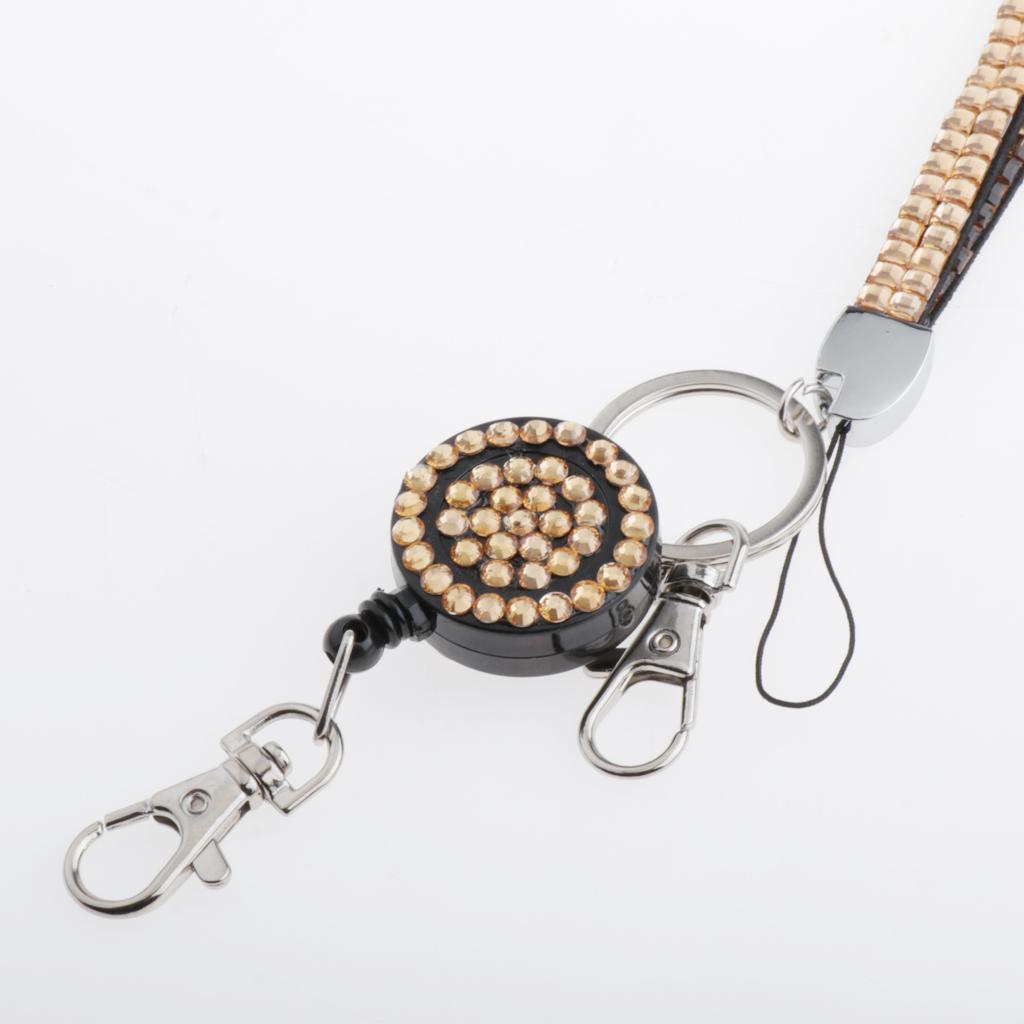 Lanyard ID Badge Card Holder Sparkling Phone Keys Neck Straps Champaign