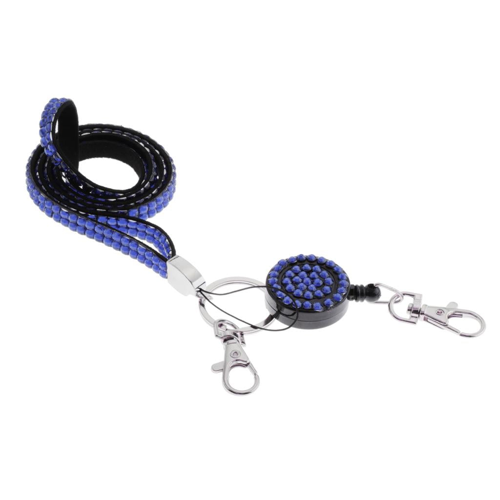 Lanyard ID Badge Card Holder Sparkling Phone Keys Neck Straps Dark Blue